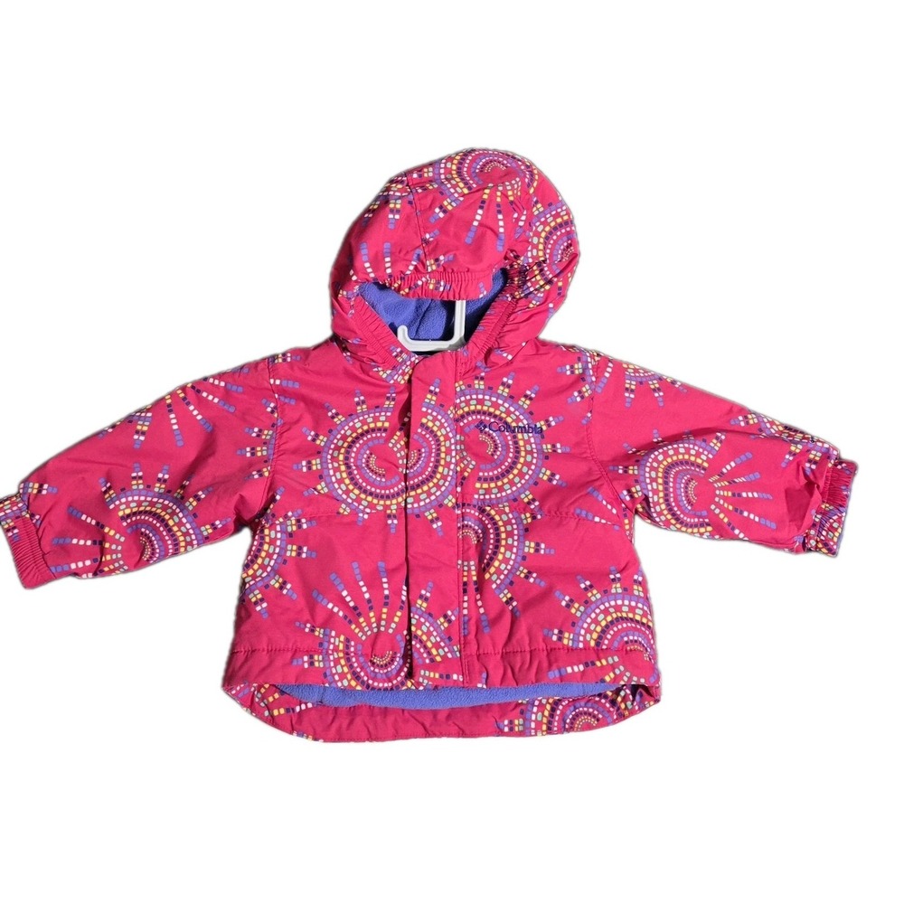 Columbia Infant Hooded Winter Jacket Pink Multi Size 3-6 Months, Fleece Lined‎